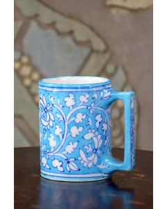 Handmade Blue Pottery specially design Coffe/Tea mug full size . floral print MultiColour