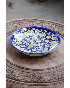 Handmade Blue Pottery designer plates for snacks and bowl for any occasion floral print MultiColour