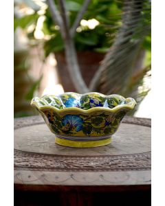 Handmade Blue Pottery designer plates for snacks and bowl for any occasion floral print MultiColour