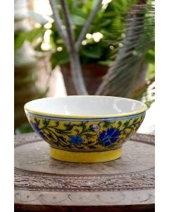 Handmade Blue Pottery designer plates for snacks and bowl floral print MultiColour