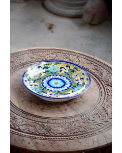 Handmade Blue Pottery designer plates for snacks and bowl for any occasion floral print MultiColour