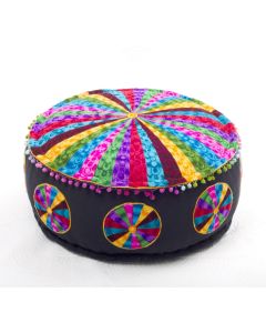 Badmeri Vintage Ottoman Indian Kantha  embroidery Work New Style Footstool  Pouf ottoman with Designer hand work.