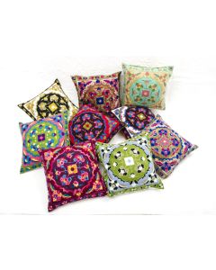 Designer handcrafted "la badam" Decor  Cushion Covers Set of 5 Cushions Cover Vintage  Style Handmade Kantha Designed in Paris, Crafted India. Bhujodi Work