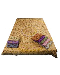 Designer Handcrafted Handmade Quilt,  Bohemian Bedding, Throw Blankets, Indian Bedcover,  Cotton Kantha Bedding, Vintage Kantha Quilt, Single Bed