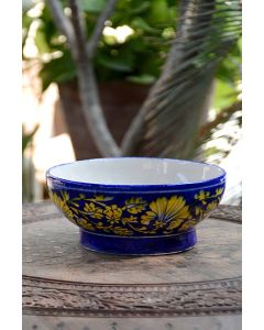 Handmade Blue Pottery designer plates for snacks and bowl floral print MultiColour