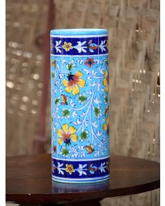 Handmade Blue Pottery Designer handcrafted blue pottery for flower Pots for multi use floral print MultiColour