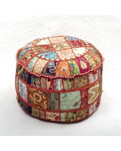 Badmeri Vintage Ottoman Indian Kantha  embroidery Work New Style Footstool  Pouf ottoman with Designer hand work.