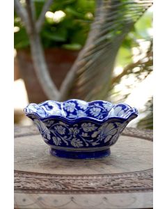 Handmade Blue Pottery designer plates for snacks and bowl for any occasion floral print MultiColour