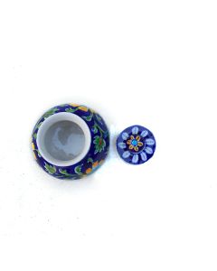 Handmade Blue Pottery Oil Diffuser/Oil  Burner Yellow Colour  6 inches