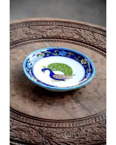 Handmade Blue Pottery designer plates for snacks and bowl for any occasion floral print MultiColour