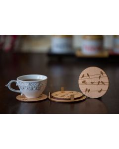 Round Coasters With Birds Design Engraved 