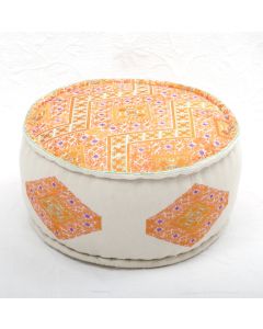 Badmeri Vintage Ottoman Indian Kantha  embroidery Work New Style Footstool  Pouf ottoman with Designer hand work.