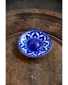 Handmade Blue Pottery Incense holder floral print MultiColour