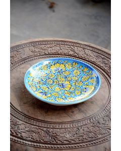 Handmade Blue Pottery designer plates for snacks and bowl for any occasion floral print MultiColour