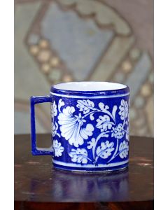 Handmade Blue Pottery specially design Coffe/Tea mug full size . floral print MultiColour