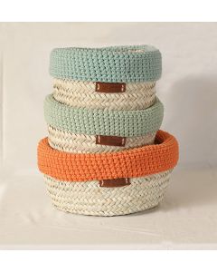 Sosal Crochet designer handcrafted beads baskets with ecofriendly beads baskets (Pack of 3, Different Sizez)