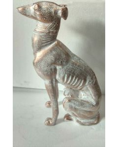 Rustic Iron Hammered Resting  Dog Figurine, Rust Rought Iron  6 x 12.5 x 13.75 Inches