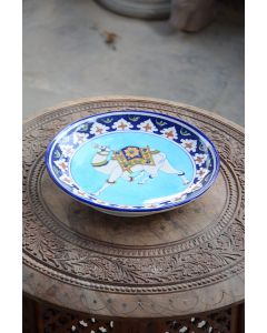 Handmade Blue Pottery designer plates for snacks and bowl for any occasion floral print MultiColour