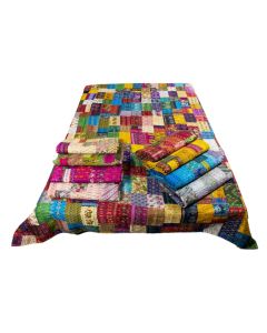 Designer Handcrafted Handmade Quilt,  Bohemian Bedding, Throw Blankets, Indian Bedcover,  Cotton Kantha Bedding, Vintage Kantha Quilt, Single Bed