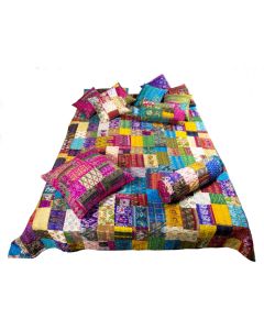 Designer Handcrafted Handmade Quilt,  Bohemian Bedding, Throw Blankets, Indian Bedcover,  Cotton Kantha Bedding, Vintage Kantha Quilt, Single Bed