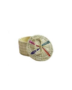 Handscart Handmade Abstract Design Cane Boxes Basket with multicolor cane made by spcial stiching process with banana leaf ecofriendly and organic